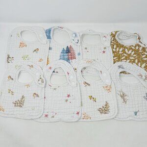 Zainpe Baby Girls 8 Piece Snap Muslin Cotton Absorbent & Soft Feeding Bibs 1208